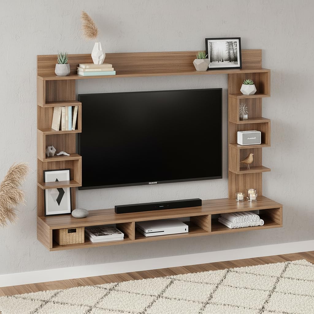 WOODWIDER CB Engineering Wood Wall Mount TV Entertainment Unit Set